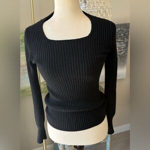 Black Ribbed Turtleneck Sweater